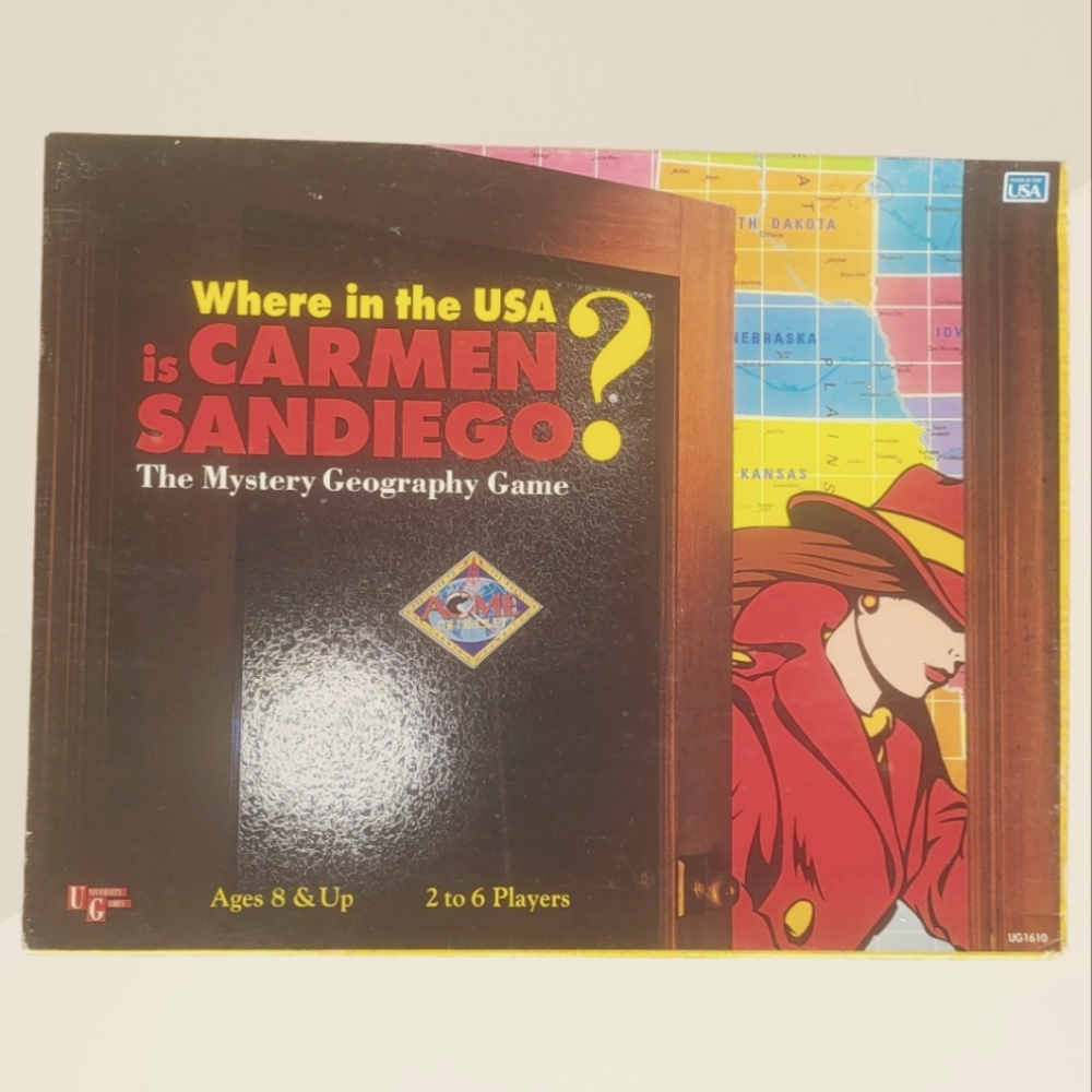 "Where in the USA is Carmen Sandiego", Retro Board game, EUC, Geographical game